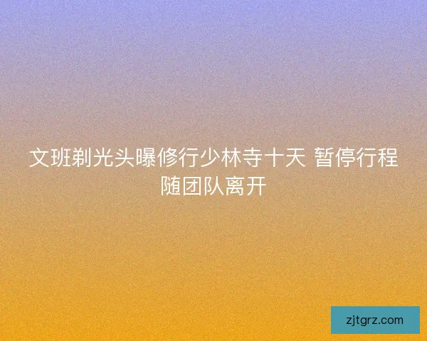 文班剃光头曝修行少林寺十天 暂停行程随团队离开